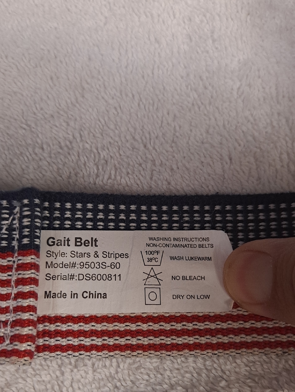 Gait Belt Stars & Stripes - Red, White & Blue. 60 Inches!
